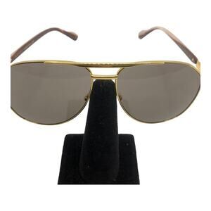 Gucci 59 MM Slim Metallic Frames Contrast Temples Classic Aviator Sunglasses